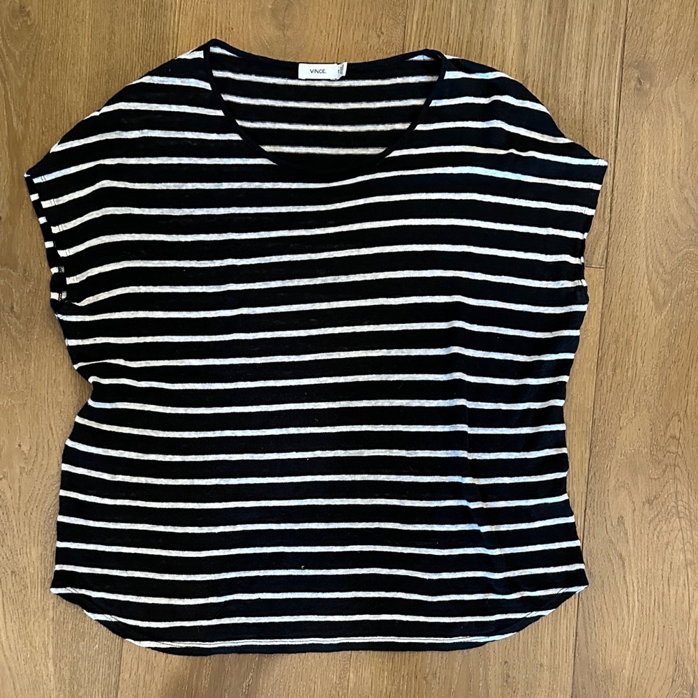 Vince Striped Black and White Women’s Tee